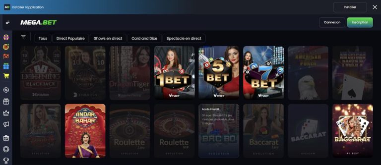 Megabet Casino jeux live