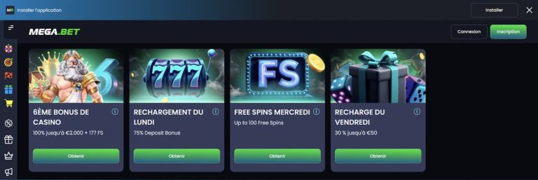 Megabet Casino tours gratuits
